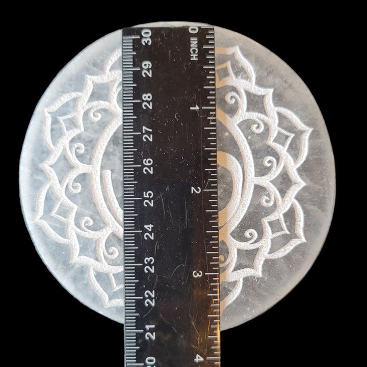 Selenite Charging Plate 4" - Circle (Om) - Funky Stuff