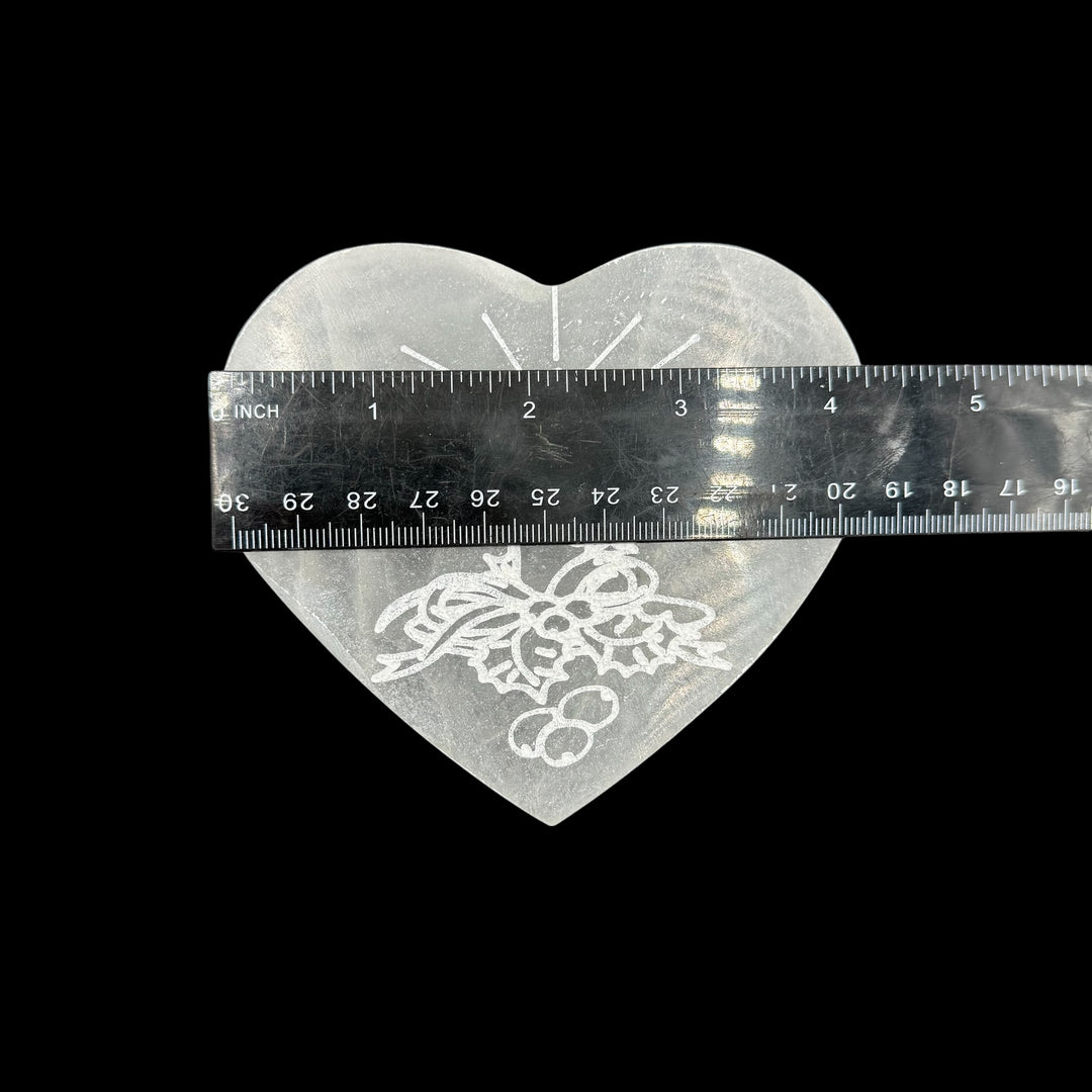 Selenite Charging Heart Plate - Candle 4" - Funky Stuff