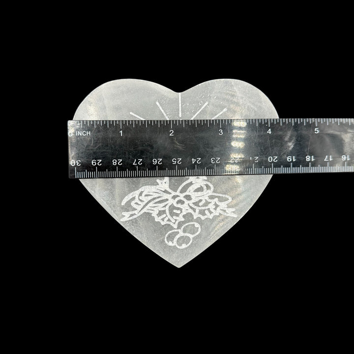 Selenite Charging Heart Plate - Candle 4" - Funky Stuff