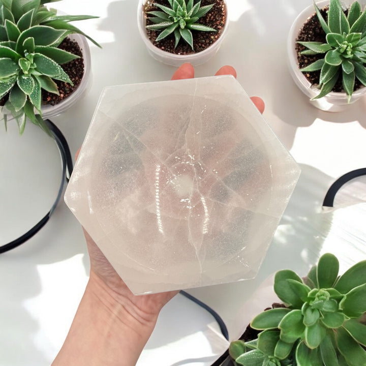 Selenite Hexagon Bowl 5" - Funky Stuff