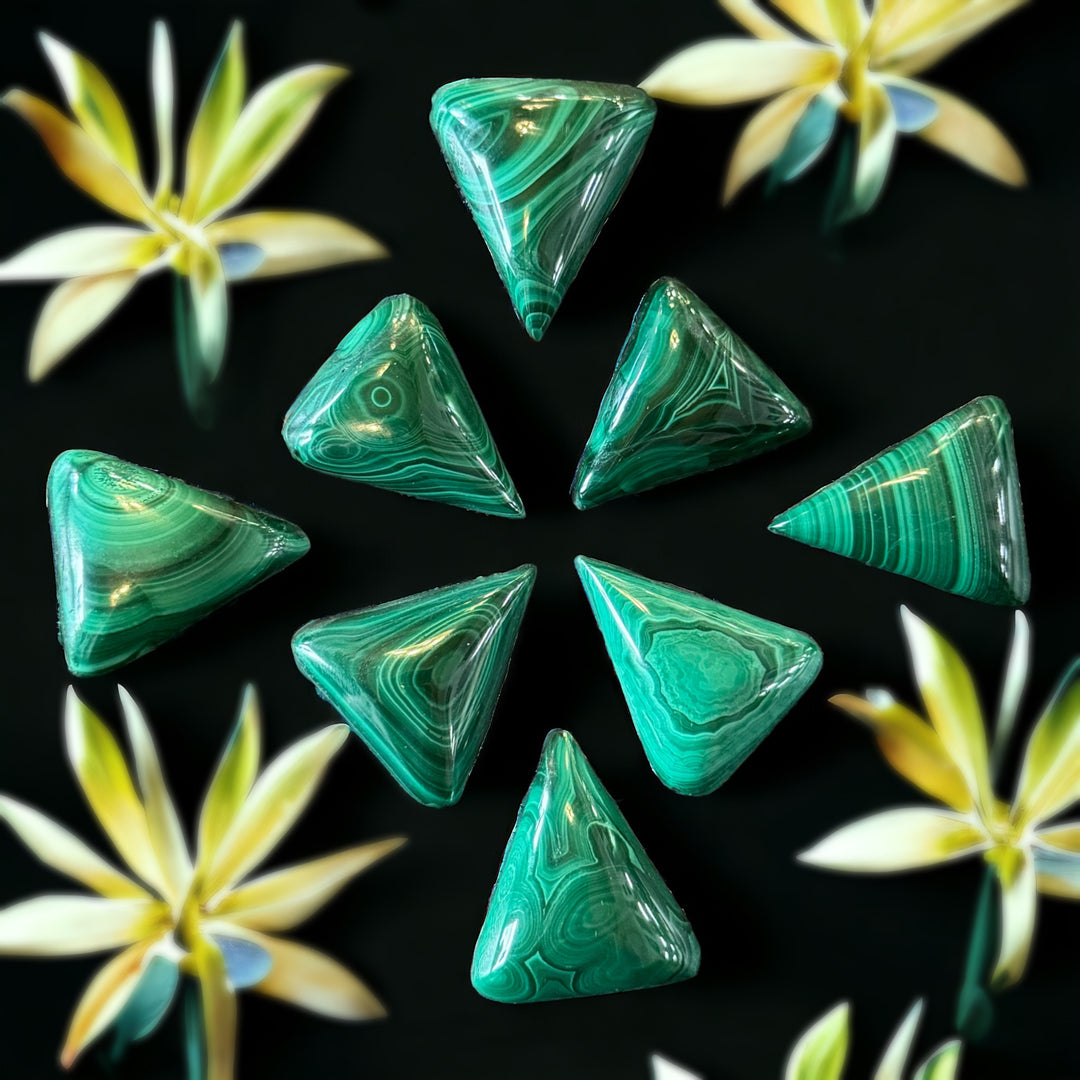Malachite Cabochons (Triangle) - Funky Stuff