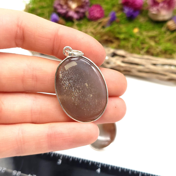 Chatoyant Moonstone Sterling Silver Pendant - Oval - Funky Stuff