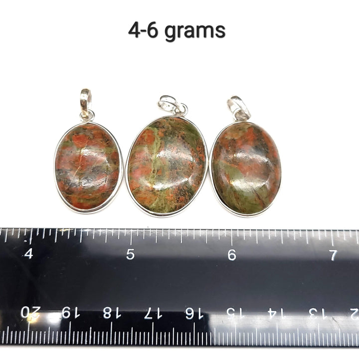 Unakite Sterling Silver Pendant - Oval - Funky Stuff