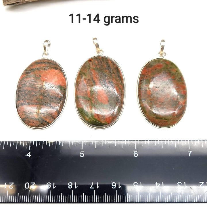 Unakite Sterling Silver Pendant - Oval - Funky Stuff