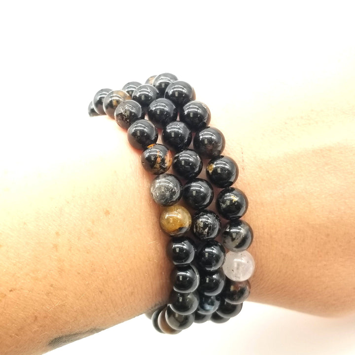 Black Tourmaline with Quartz Bracelet - Funky Stuff