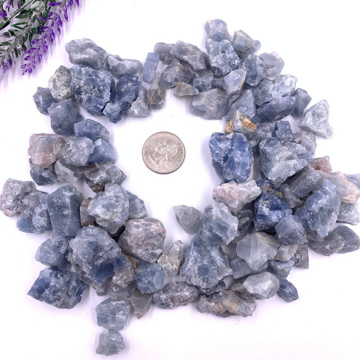 Blue Calcite Rough Tumbled Stones 1 LB - Funky Stuff