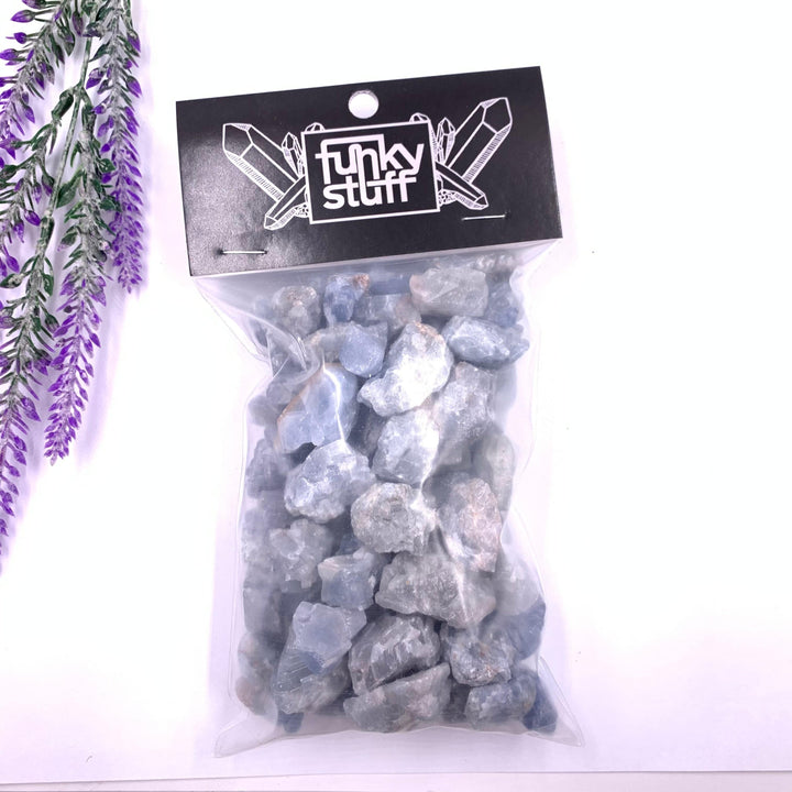 Blue Calcite Rough Tumbled Stones 1 LB - Funky Stuff