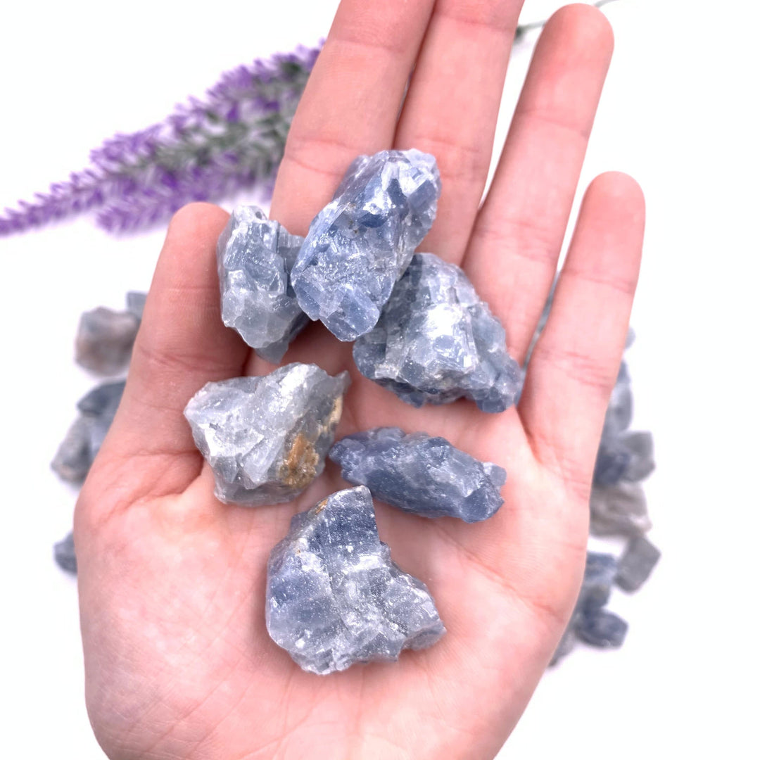Blue Calcite Rough Tumbled Stones 1 LB - Funky Stuff