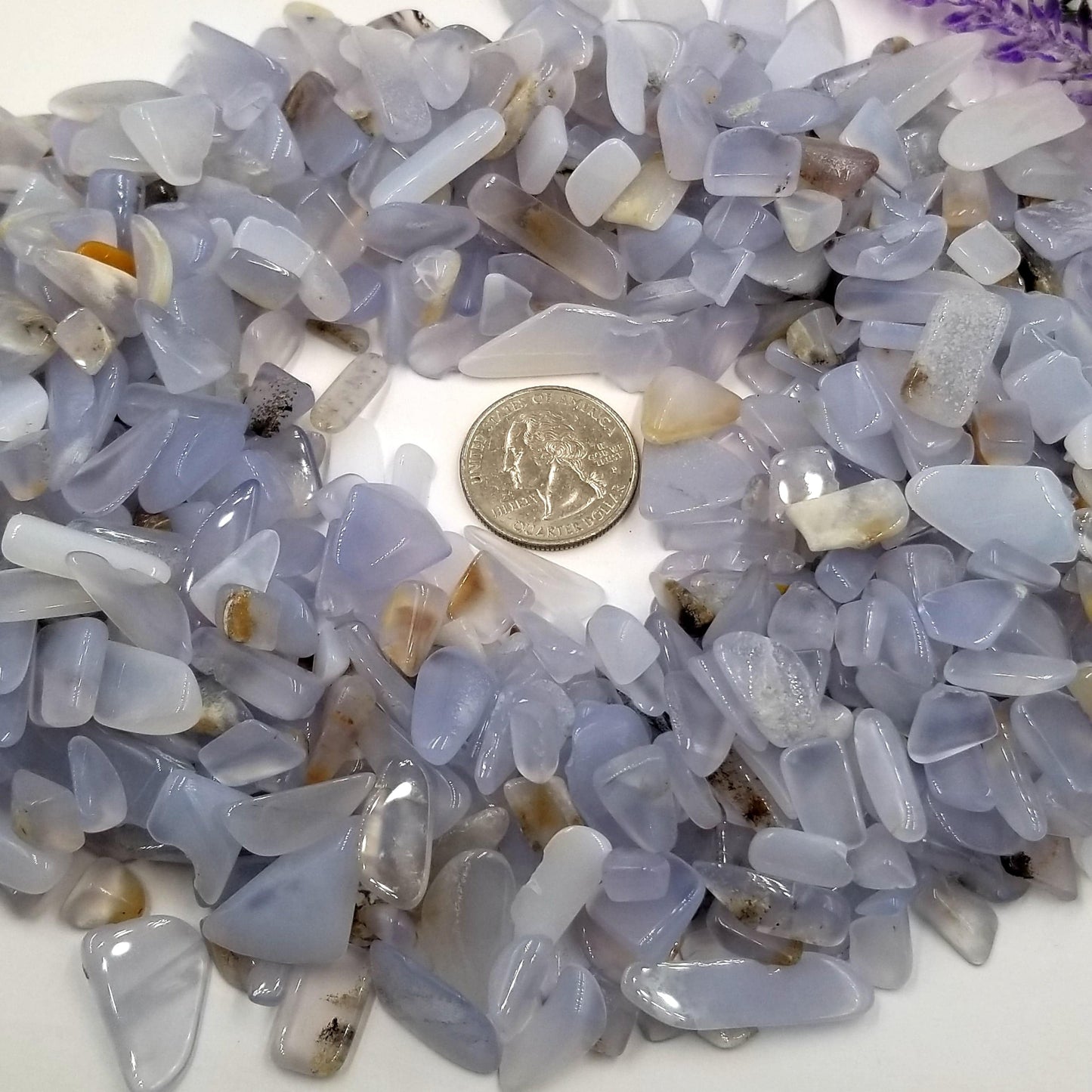 Blue Chalcedony Chips 1LB