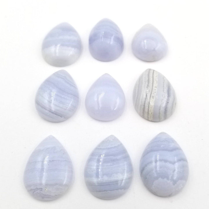 Blue Lace Agate Tear Drop Cabochon 18x13mm - Funky Stuff