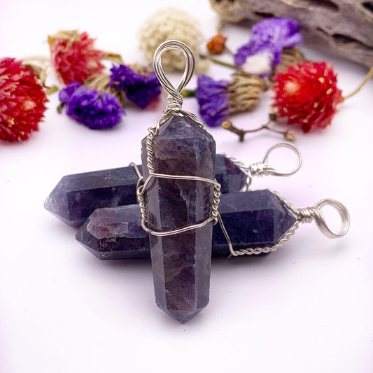 Iolite Wire Wrapped Pendant - Funky Stuff