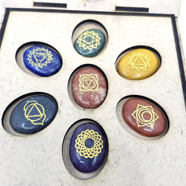 Reiki Chakra Sets with laser cut wood composite box - Funky Stuff