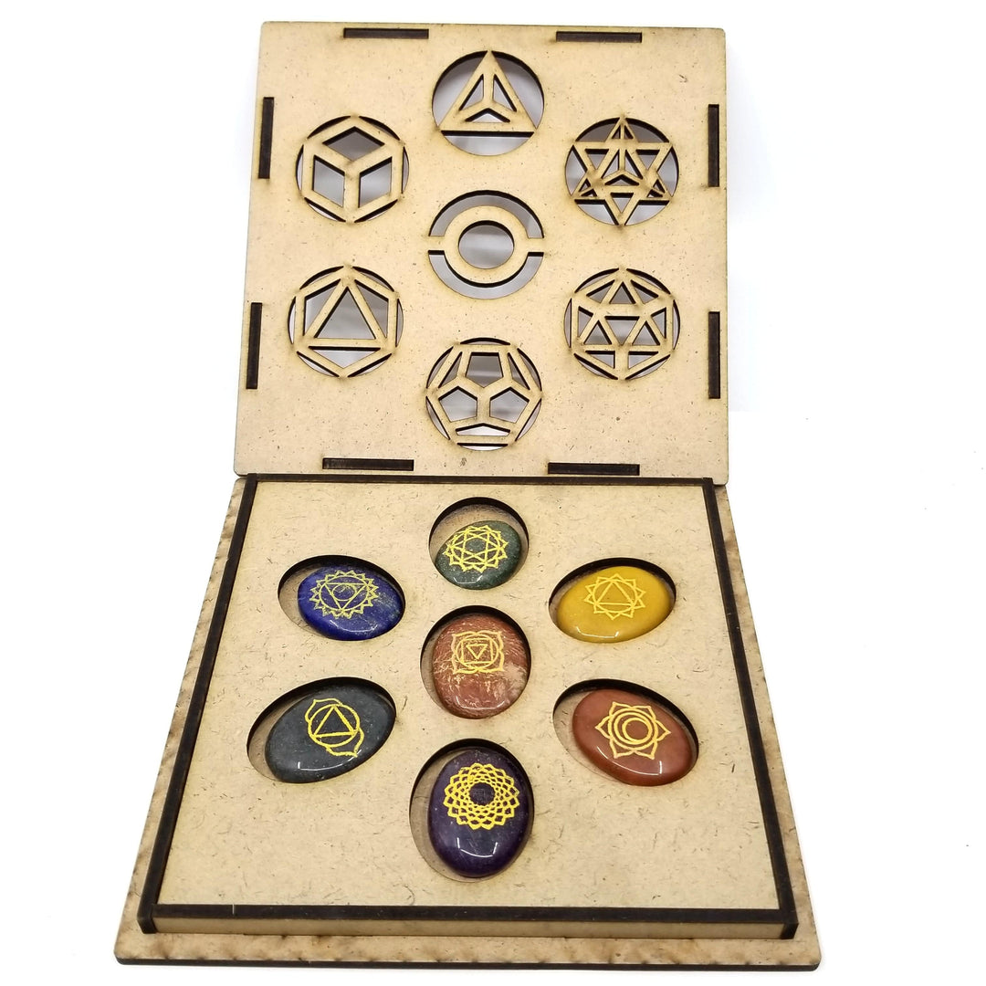 Reiki Chakra Sets with laser cut wood composite box - Funky Stuff