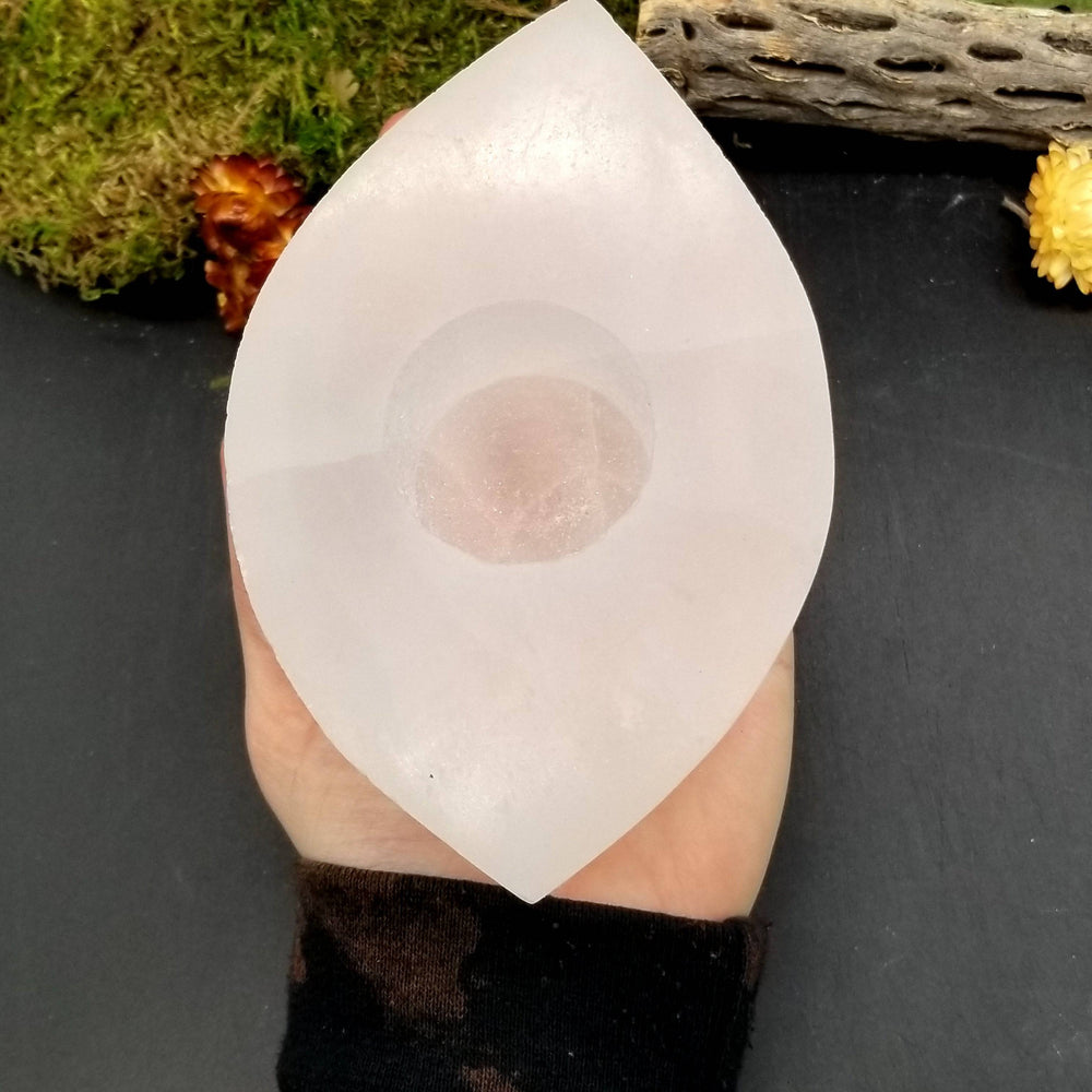 Selenite Candle Holder - Marquise - Funky Stuff