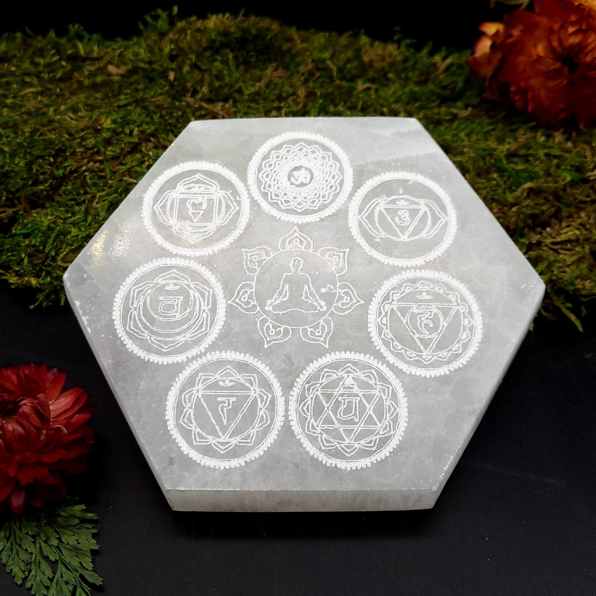 Selenite Charging Plate - Hexagon (Chakra) - Funky Stuff