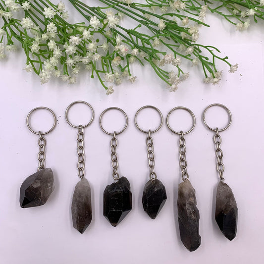 Smoky Quartz Point Keychain