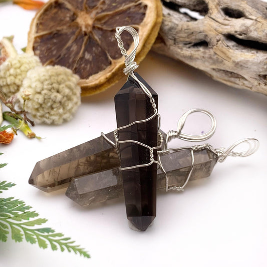 Smoky Quartz Wire Wrapped Pendant - Funky Stuff