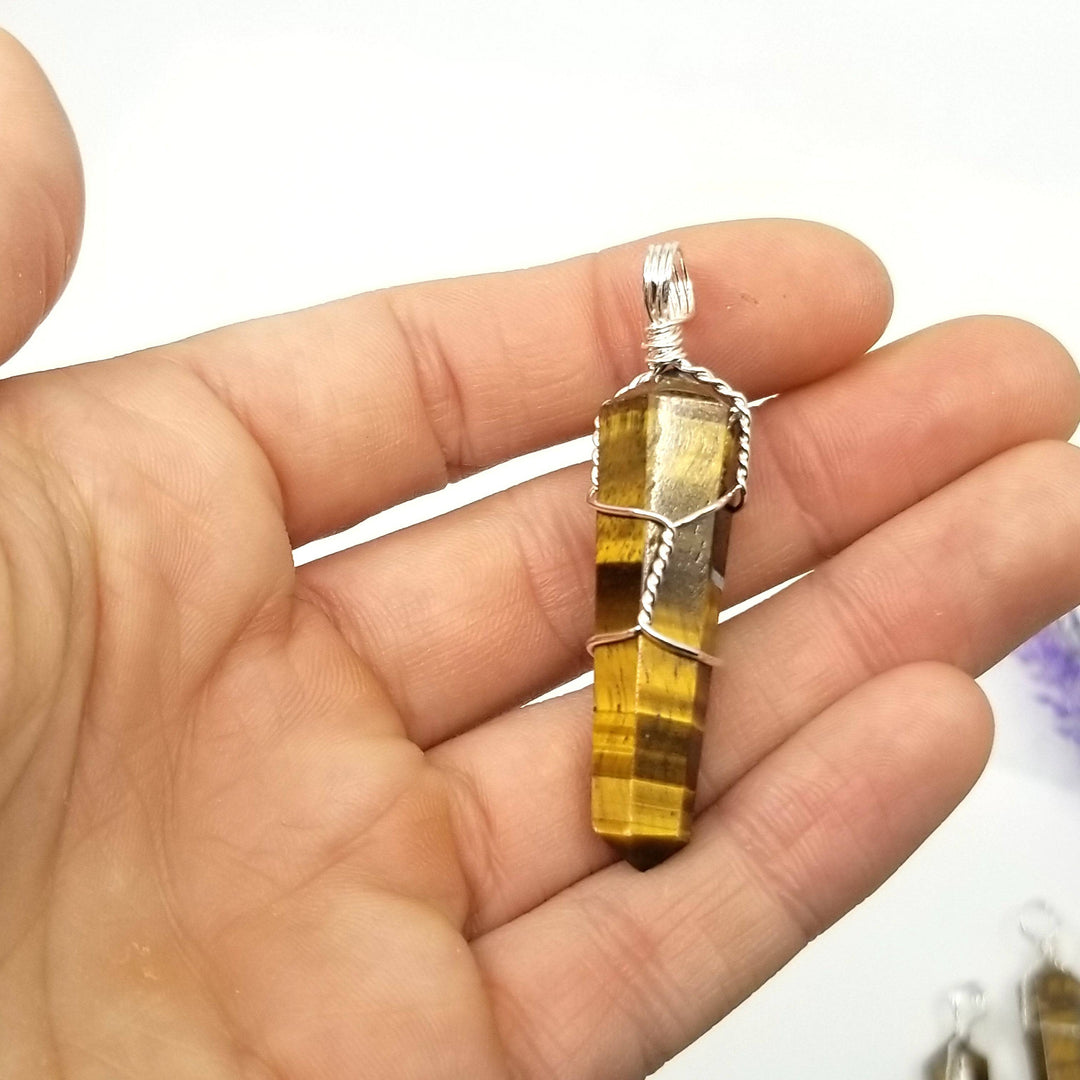 Tigers Eye Wire Wrapped Pendant - Funky Stuff