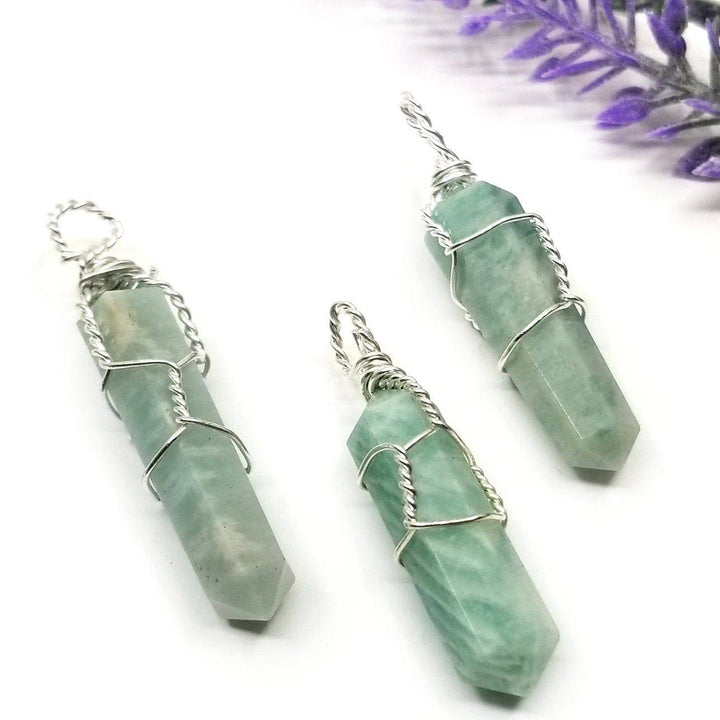 Amazonite Wire Wrapped Pendant - Funky Stuff