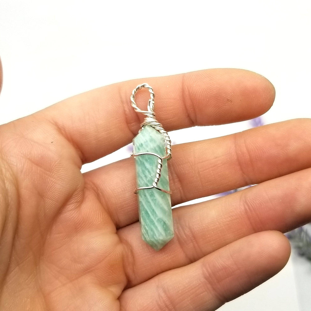 Amazonite Wire Wrapped Pendant - Funky Stuff