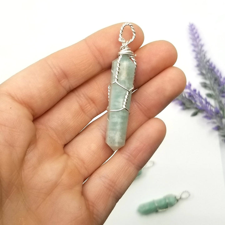 Amazonite Wire Wrapped Pendant - Funky Stuff