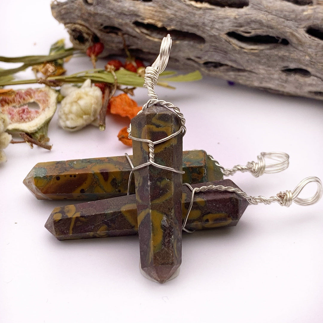 Bamboo Jasper Wire Wrapped Pendant - Funky Stuff