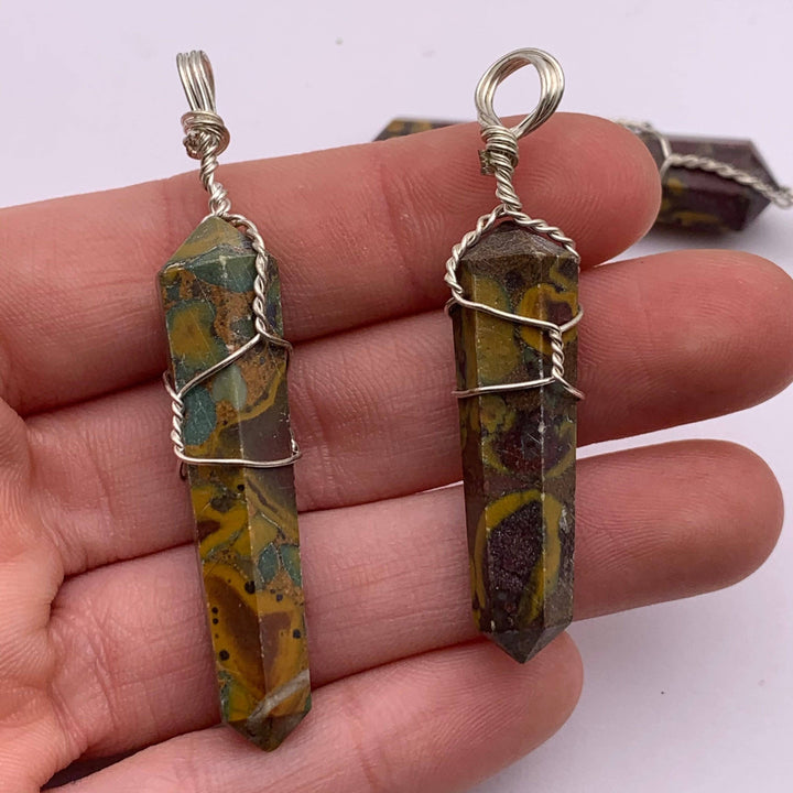 Bamboo Jasper Wire Wrapped Pendant - Funky Stuff