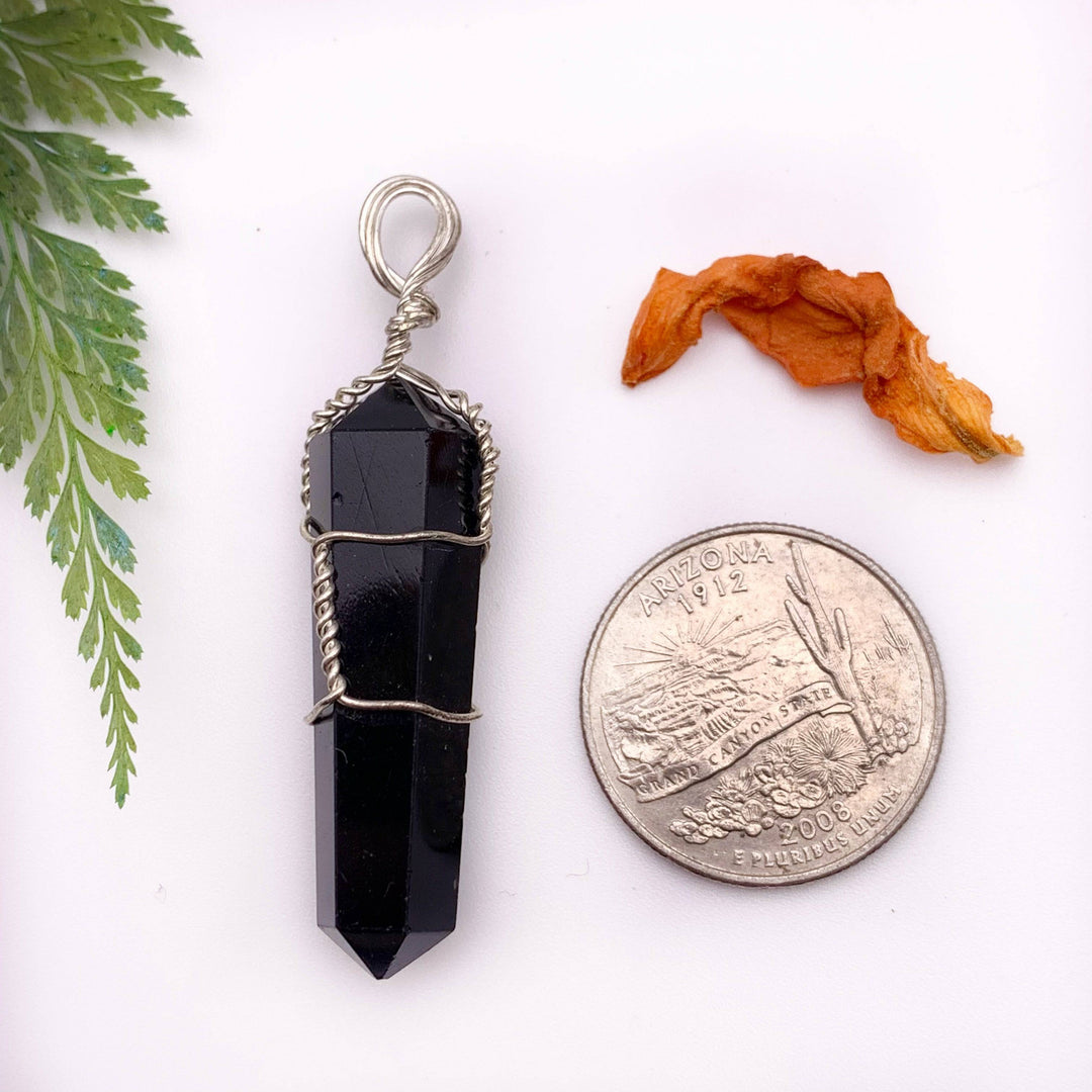 Black Obsidian Wire Wrapped Pendant - Funky Stuff