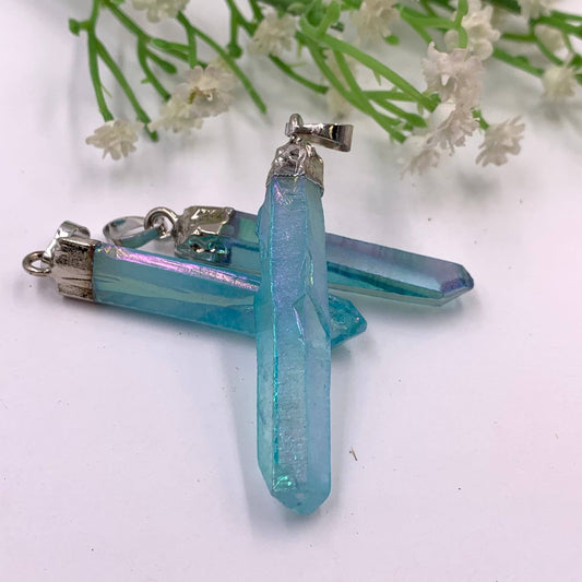 Aqua Aura Quartz Point Pendant - Funky Stuff