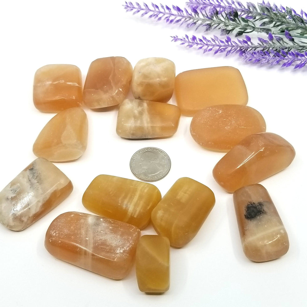 Honey Calcite Large Tumbled Stones 1 LB - Funky Stuff