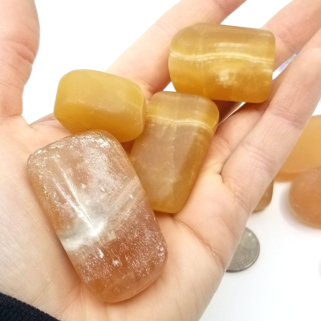 Honey Calcite Large Tumbled Stones 1 LB - Funky Stuff