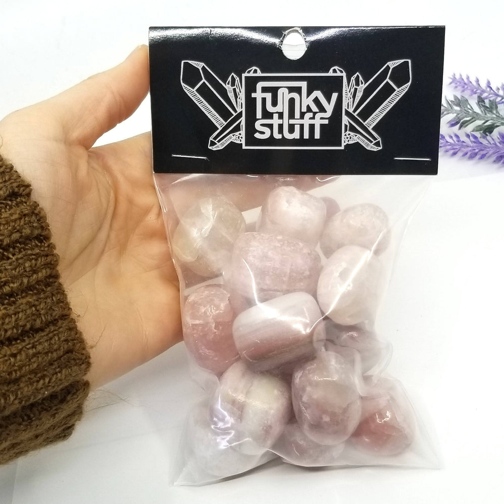 Pink Calcite Tumbled Stones 1 LB - Funky Stuff