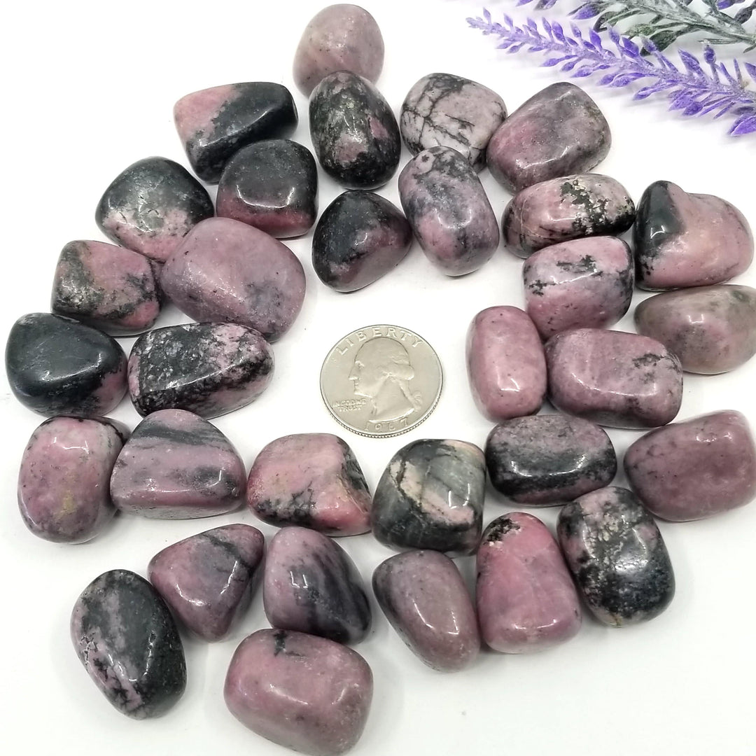 Rhodonite Tumbled Stones 1 LB - Funky Stuff