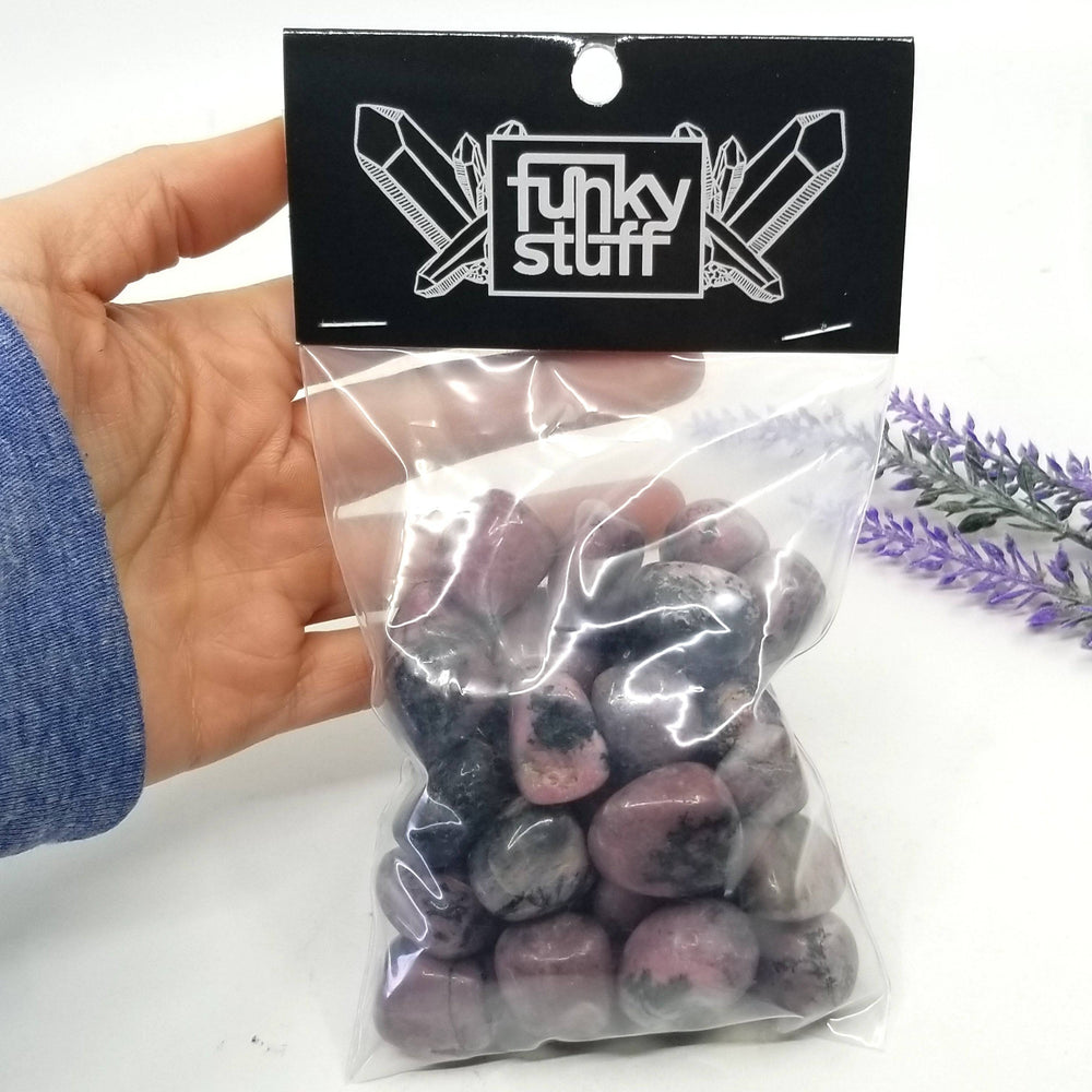 Rhodonite Tumbled Stones 1 LB - Funky Stuff