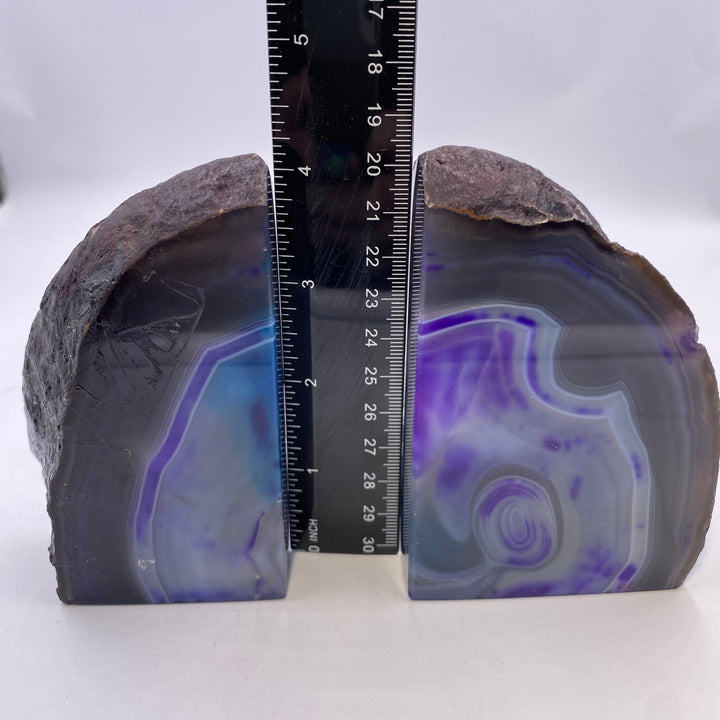 Dyed Agate Book Ends (Purple) - Funky Stuff