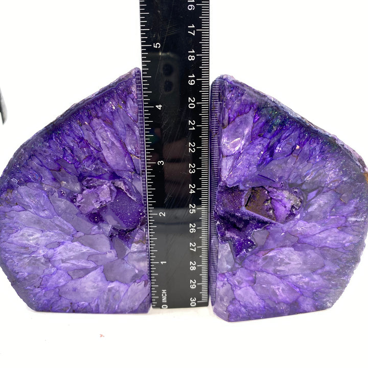 Dyed Agate Book Ends (Purple) - Funky Stuff