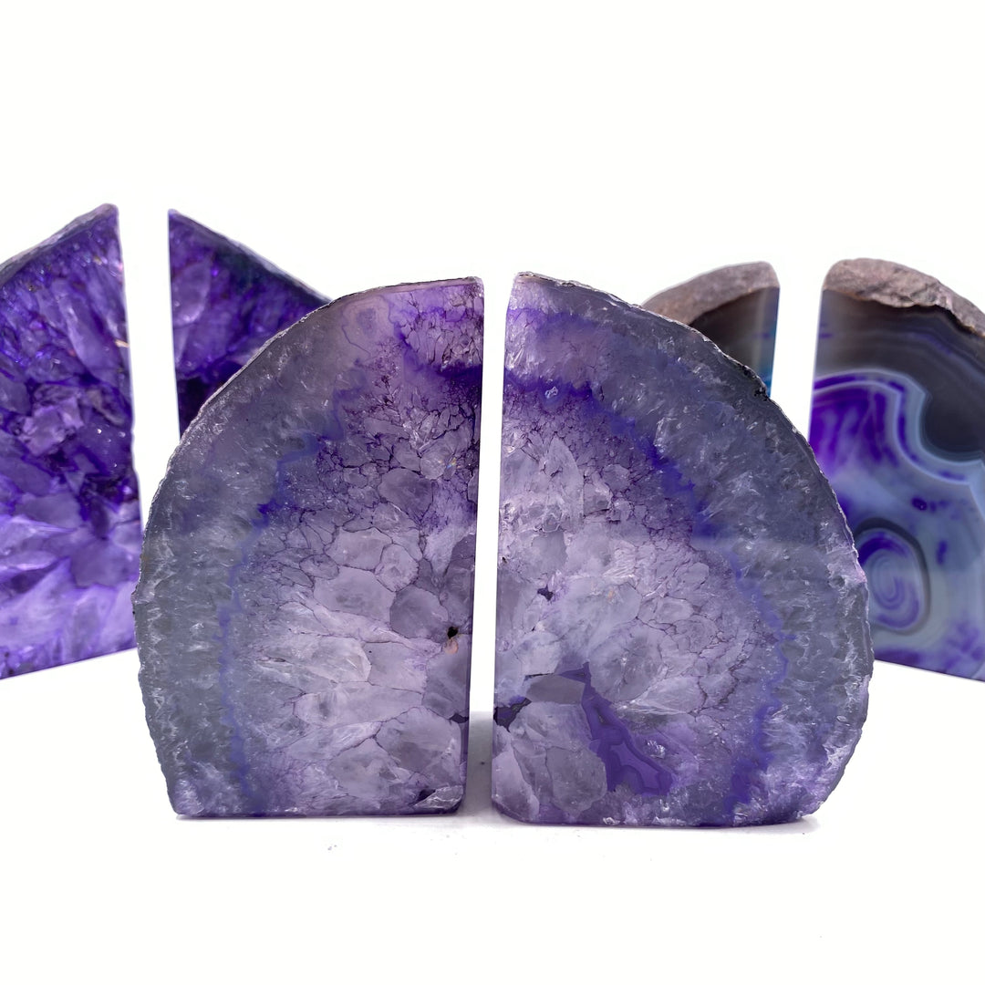 Dyed Agate Book Ends (Purple) - Funky Stuff