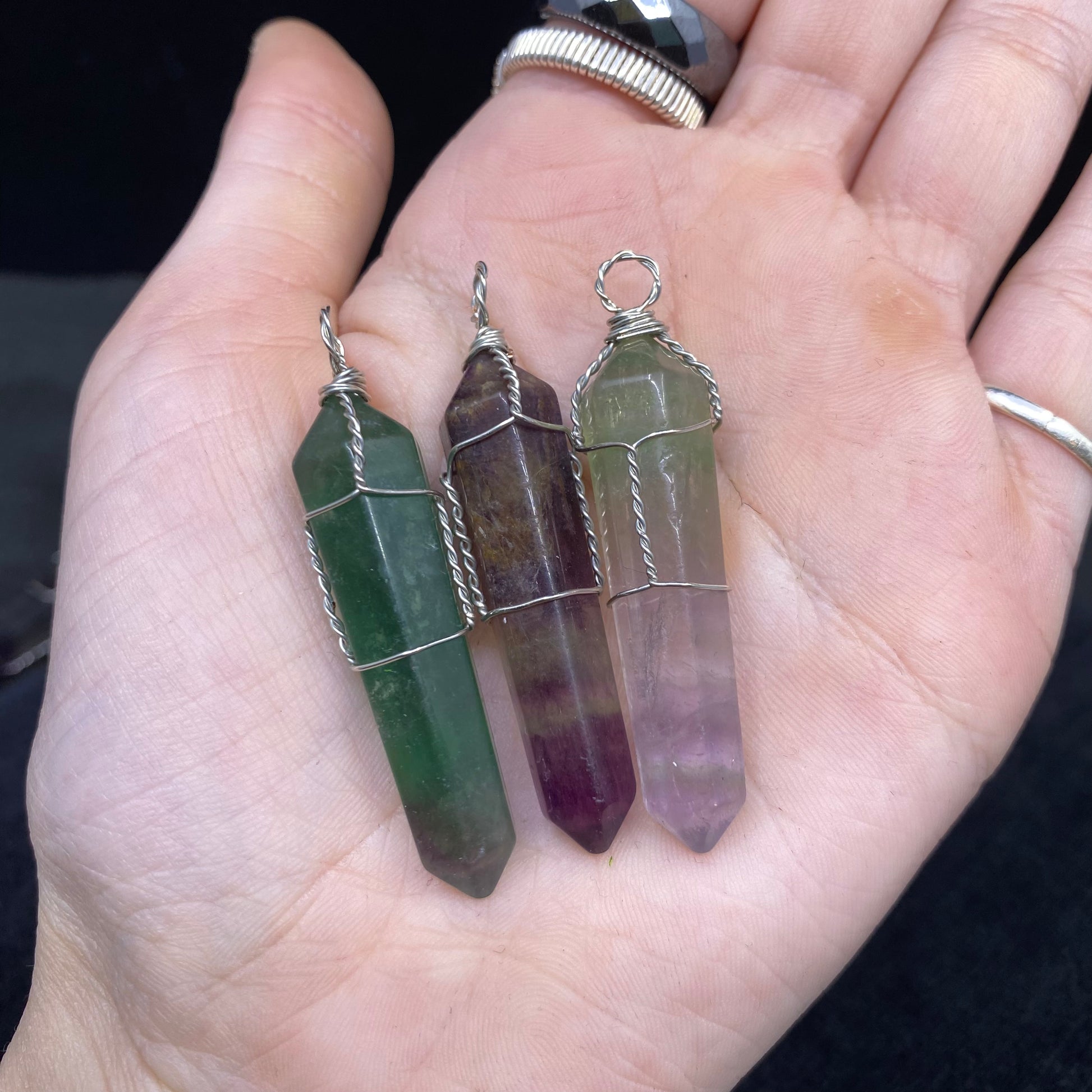 Fluorite Wire Wrapped Pendant - Funky Stuff