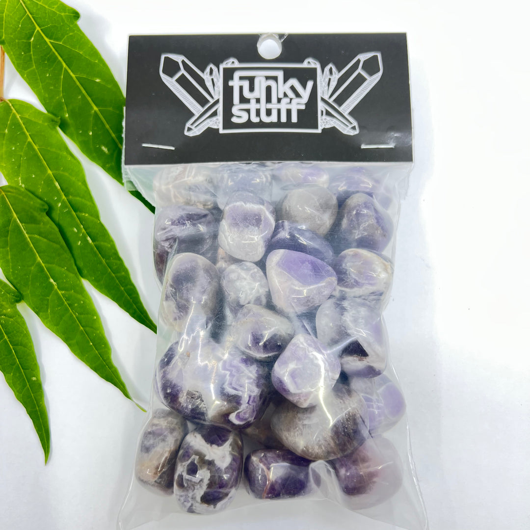 Chevron Amethyst Tumbled Stones (A Grade) 1 LB - Funky Stuff