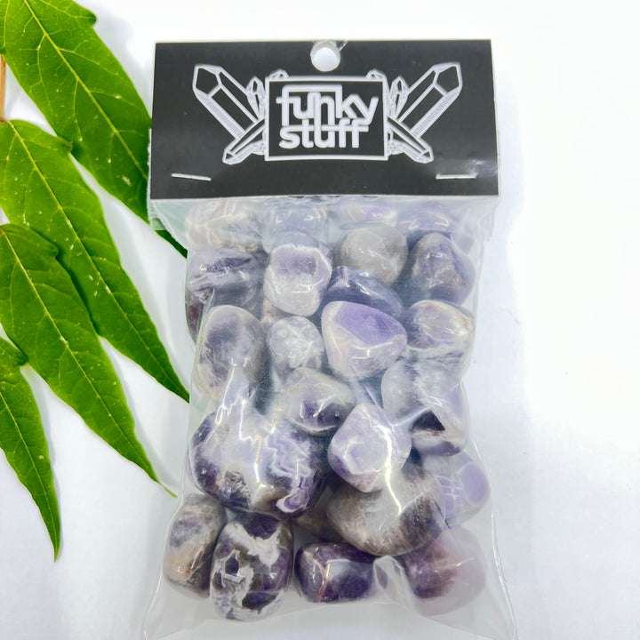 Chevron Amethyst Tumbled Stones (A Grade) 1 LB - Funky Stuff