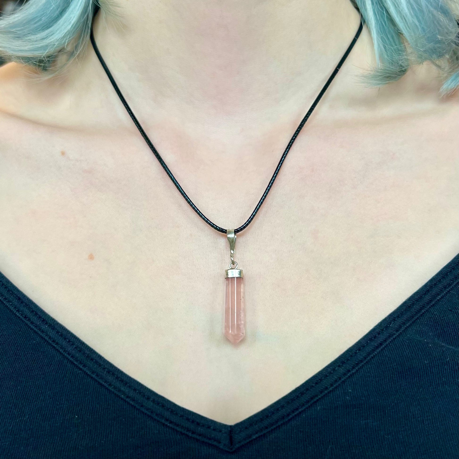 Rose Quartz Sterling Silver Pendant - Funky Stuff